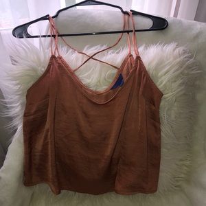 Aeropostale Satin Crop Top Crisscross Back
